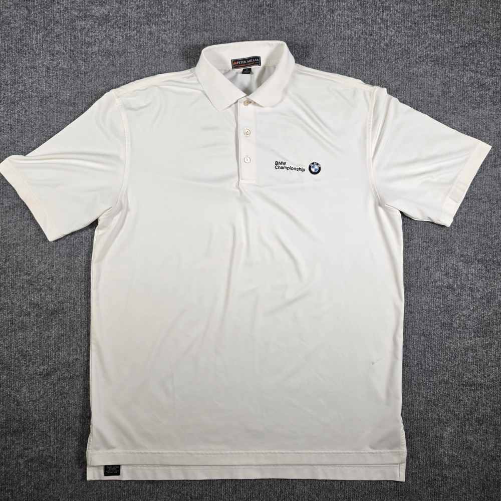Peter Millar Summer Comfort BMW Championship Golf Polo Shirt White Mens Medium